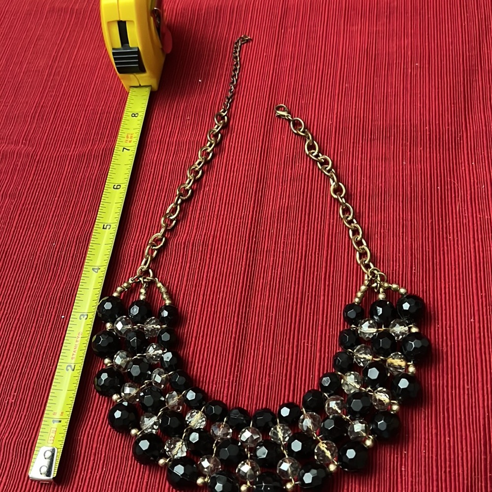 💥3/ $13💥VTG:Black and Clear diamond Cut beads Necklace. - Picture 5 of 5